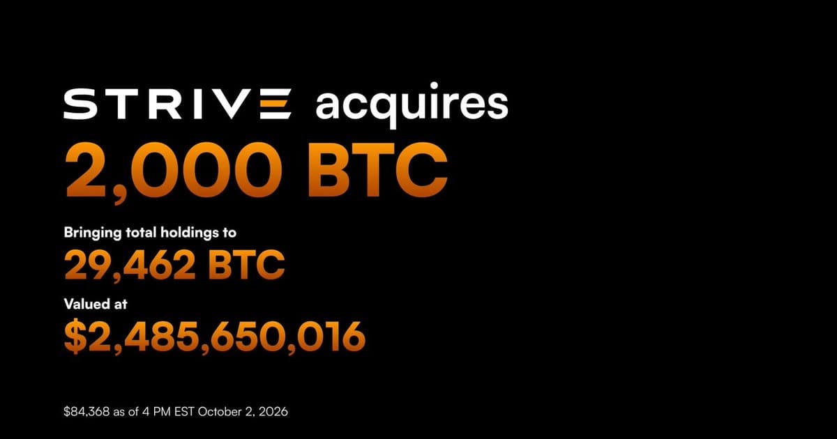 米上場ストライブ、266億円相当ビットコイン購入──世界5位に